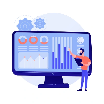 Analytics dashboard with charts and graphs on a laptop screen
