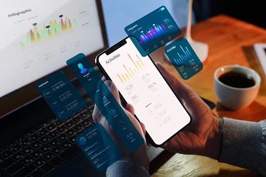 Sales professional using mobile crm app